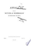 Annali della Scuola normale superiore di Pisa, Classe di lettere e filosofia