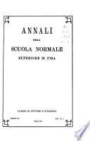 Annali della Scuola normale superiore di Pisa, Classe di lettere e filosofia