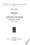 Annali di Antonio De Rossi stampatore in Roma (1695-1755).