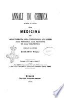 Annali di chimica applicata alla medicina cioè alla farmacia, alla tossicologia, all'igiene, alla fisiologia, alla patologia e alla terapeutica. Serie 3