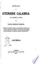 Annali di Citeriore Calabria dal 1806 al 1811 opera postuma Luigi Maria Greco