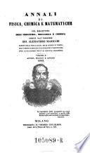 Annali di fisica, chimica e matematiche ... diretti dall' ingegnere Gio. Alessandro Majocchi ...