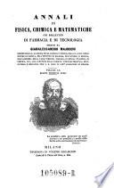 Annali di fisica, chimica e matematiche ... diretti dall' ingegnere Gio. Alessandro Majocchi ...