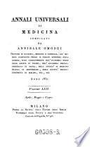 Annali di medicina straniera, compilati da A(nnibale) Omodei
