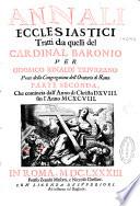 Annali ecclesiastici tratti da quelli del Cardinal Baronio