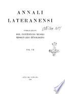 Annali lateranensi pubblicazione del Pontificio museo missionario etnologico