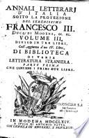 Annali letterari d'Italia... Volume I. [ - Volume III.]
