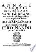 Annali, memorie ed huomini illustri di Sangimignano