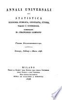 Annali universali di statistica, economia pubblica, geografia, storia, viaggi e commercio
