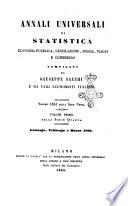 Annali universali di statistica, economia pubblica, legislazione, storia, viaggi e commercio