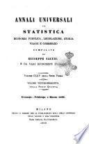 Annali universali di statistica, economia pubblica, legislazione, storia, viaggi e commercio