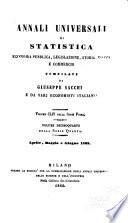 Annali universali di statistica, economia pubblica, legislazione, storia, viaggi e commercio