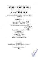 Annali universali di statistica, economia pubblica, legislazione, storia, viaggi e commercio