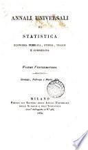 Annali universali di statistica, economia pubblica, storia, viaggi e commercio