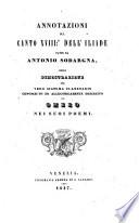 Annotazioni sul Canto XVIII: dell'Iliade ossia Dimostrazione del vero sistema planetario conosciuto ed allegoricamente descritta da Omero nei suoi poemi. Con una tavola