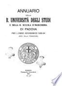 Annuario della R. Università degli studi di Padova per l'anno accademico ...