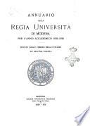 Annuario della Regia Università di Modena anno scolastico ...