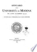 Annuario della Regia Università di Modena anno scolastico ...