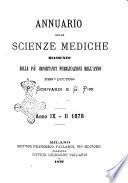 Annuario delle scienze mediche riassunto delle piu importanti pubblicazioni dell'anno