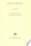 Antiche liste di libri su papiro
