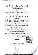 Antilogia alle osservazioni di Ottavio Maranta cioè Biagio Garofalo fatta da Fabio Carselini in difesa del d.r Rafaele Rabeni ebreo, creduto autore di uno squarcio di lettera uscito sotto nome del d.r Bernardo Scacchi intorno alla poesia degli ebrei