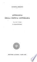 Antologia della critica letteraria: pt. 1. Dall'Arcadia al verismo