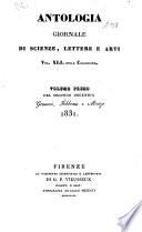 Antologia; giornale di scienze, lettere e arti