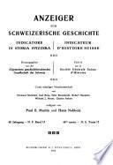 Anzeiger für Schweizerische geschichte