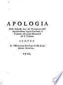 Apologia delle risposte date dal procuratore del cardinale di Tournon alli cinque memoriali del p. Provana contro le osservazioni fatte sopra di esse da un autore anonimo