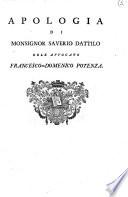 Apologia di monsignor Saverio Dattilo dell'avvocato Francesco-Domenico Potenza