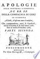 Apologie sulla dottrina e condotta della Compagnia di Gesù