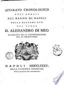Apparato cronologico agli Annali del Regno di Napoli della mezzana eta del padre d. Alessandro Di Meo ..