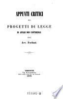 Appunti critici sui progetti di legge in affari non contenziosi