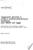 Appunti storici e critici sull'architettura italiana dal 1900 ad oggi: Text