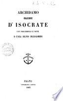 Archidamo orazione d'Isocrate con preambolo e note d'Enea Silvio Piccolomini