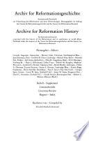 Archiv Für Reformationsgeschichte