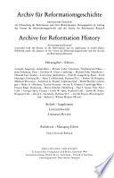 Archiv Für Reformationsgeschichte