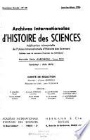 Archives Internationales D'histoire Des Sciences