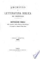 Archivio di letteratura biblica ed orientale