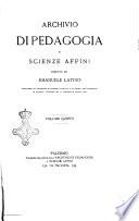 Archivio di pedagogia e scienze affini