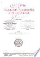 Archivio di psicologia, neurologia e psichiatria