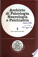 Archivio di psicologia, neurologia e psichiatria