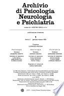 Archivio di psicologia, neurologia e psichiatria