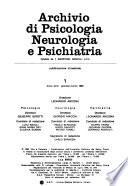 Archivio di psicologia, neurologia e psichiatria