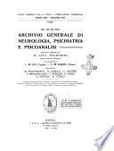 Archivio generale di neurologia, psichiatria e psicoanalisi