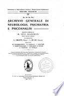 Archivio generale di neurologia, psichiatria e psicoanalisi