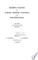 Archivio Italiano di Scienze Mediche Tropicale e di Parassitologia