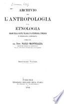 Archivio per l'antropologia e la etnologia
