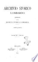 Archivio storico lombardo giornale della Società storica lombarda