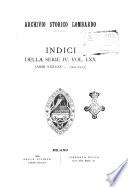 Archivio storico lombardo. Indici della serie...